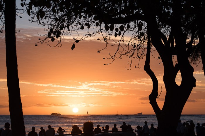 Cliche vakantiefoto's: Zonsondergang