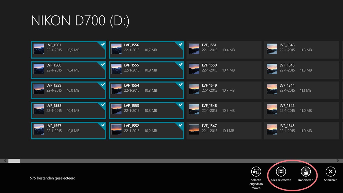 Selecteer welke foto's op de computer wilt zetten