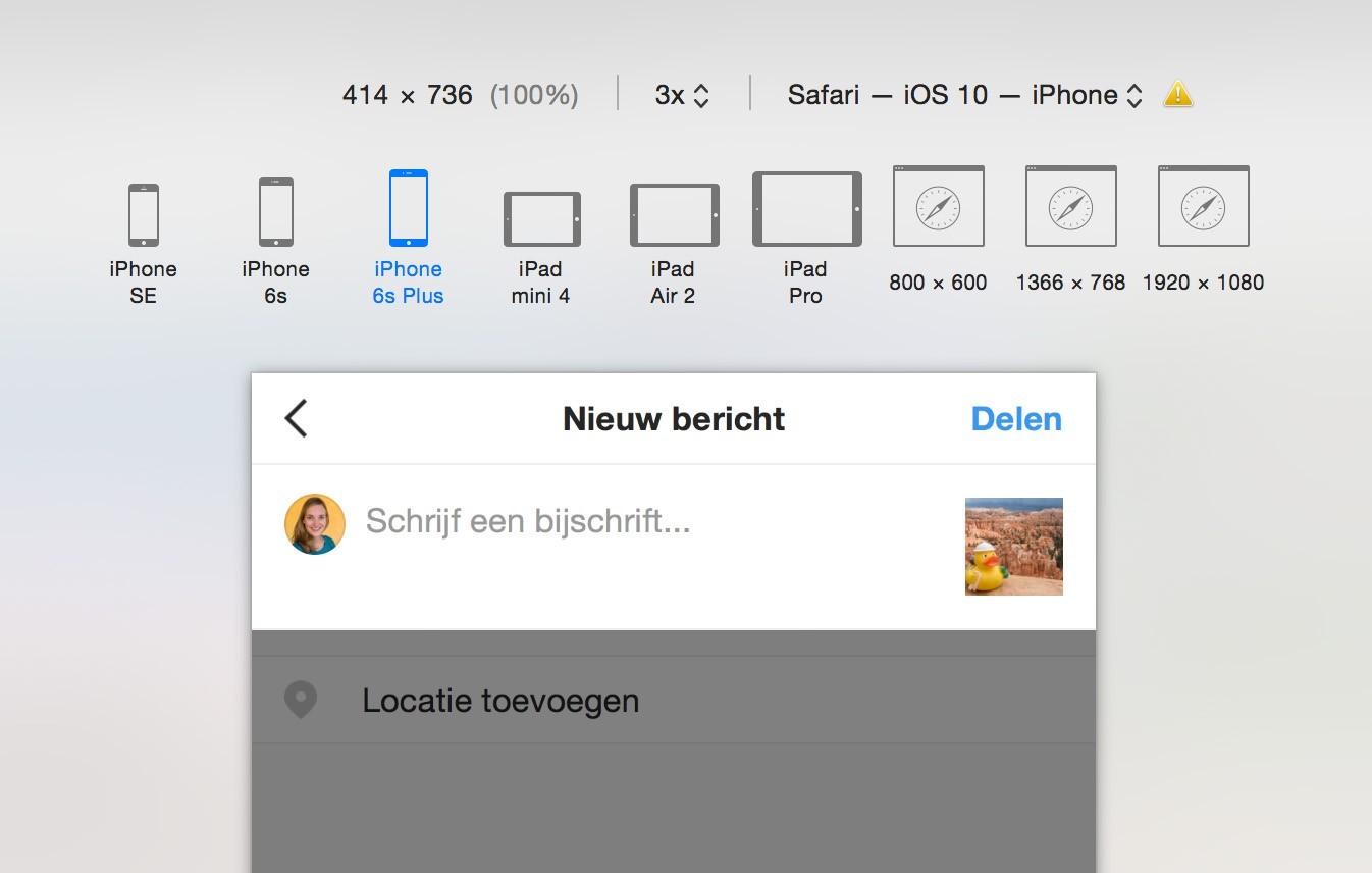 Hier kun je de beschrijving van de foto geven. Met de knop Delen zet je de foto zonder telefoon/smartphone/tablet op Instgram!