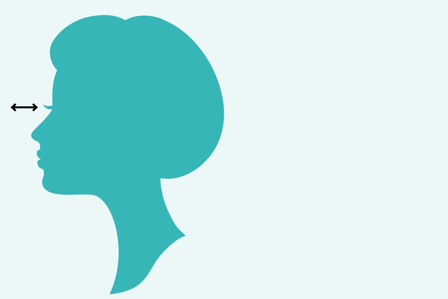 Geen kijkruimte. De persoon kijkt tegen de rand van de foto aan.