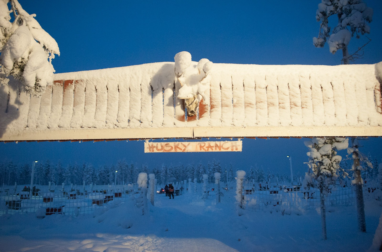 Het was alweer donker toen we terugkwamen bij de huskyrange.