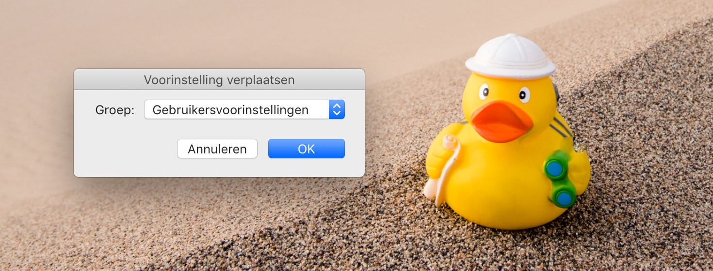 Er verschijnt een nieuw venster. Klik op Gebruikersvoorinstellingen