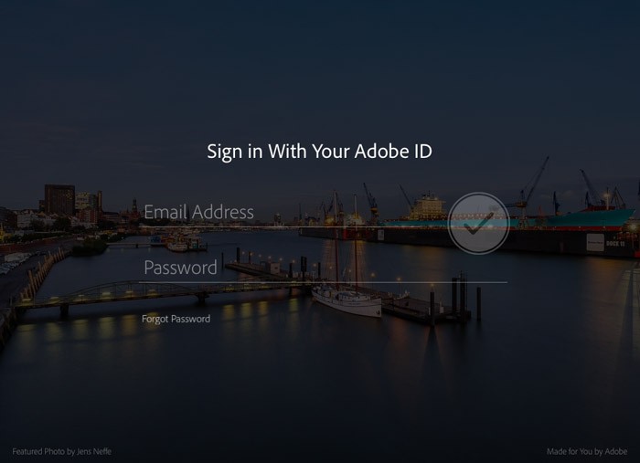Login met je Creative Cloud Adobe ID
