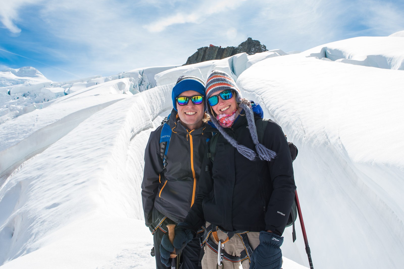 Dik ingepakt op de gletsjer.