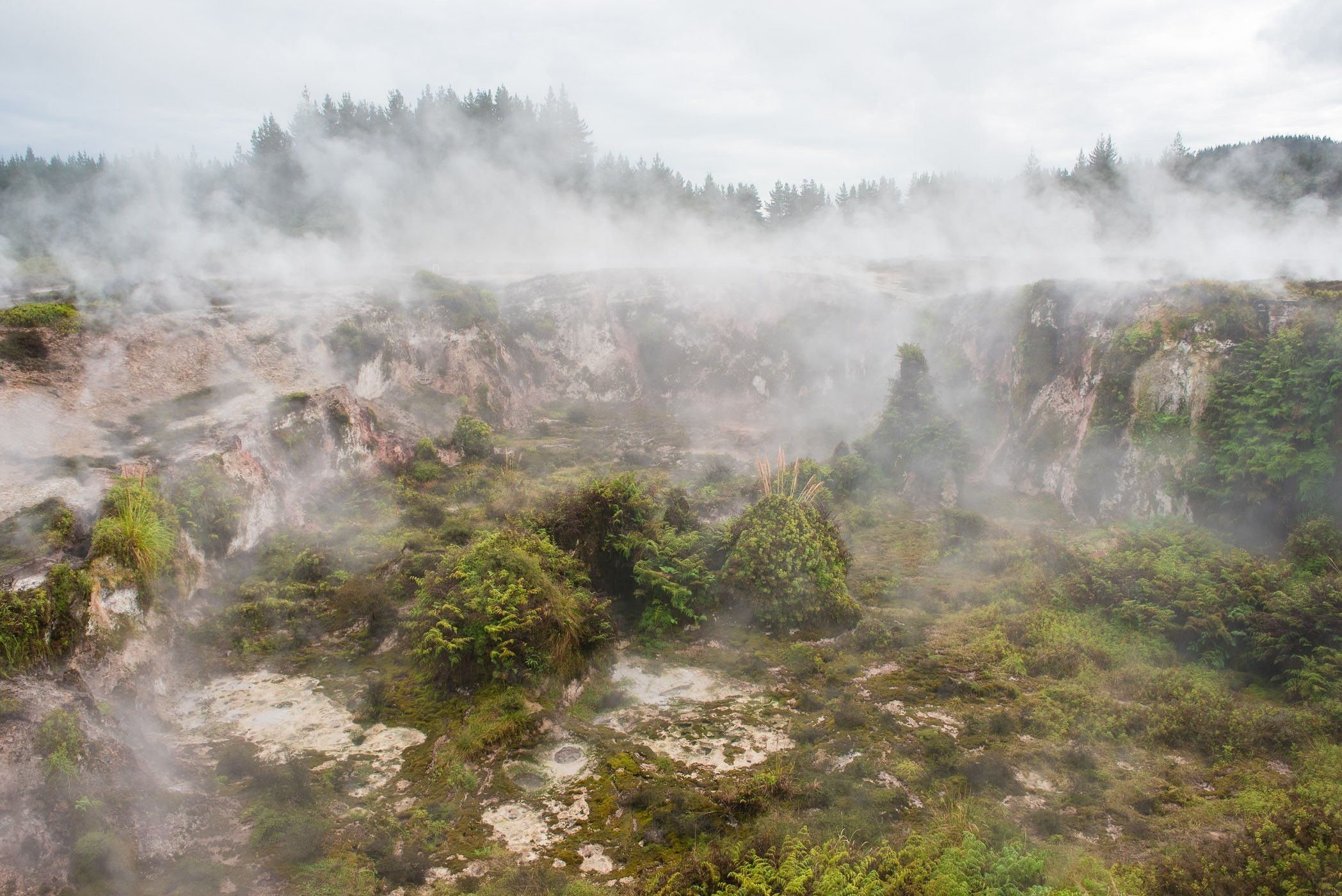 Nevel verwijderen in Lightroom en Photoshop bij geothermische activiteit in Nieuw-Zeeland