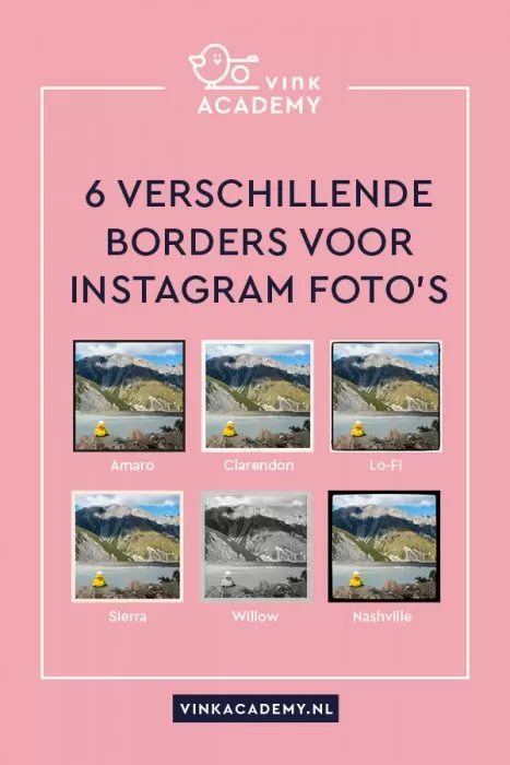 zes verschillende borders/randen voor Instagram foto